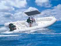 inflatable boat : equipped rigid inflatable tender (outboard, twin engine, center console, T-Top) RAIDER 730 Duarry