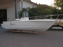 motor-boat : outboard center console boat (twin engine, sundeck, T-Top) SAURO 720 B B.R.A.L. service snc