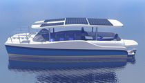 power catamaran : in-board center console boat (hybrid diesel / electric) E-MC30 SOLAR Motorcat