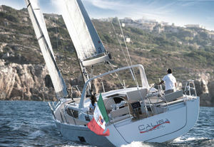 cruising-racing sailboat / open transom / 3-cabin / twin steering wheels