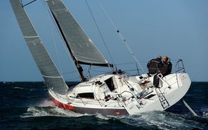 cruising-racing sailboat / open transom / twin rudders / with bowsprit