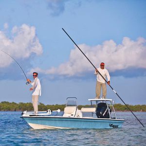 outboard bay boat / center console / sport-fishing / 5-person max.