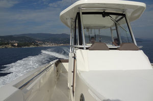 outboard center console boat / twin-engine / sport-fishing / 14-person max.