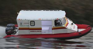 outboard rescue boat / twin-engine / inflatable boat / semi-rigid