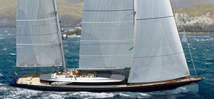 cruising sailing super-yacht / flybridge / aluminum / custom