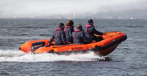 outboard rescue boat / rigid hull inflatable boat