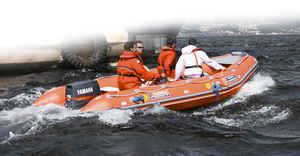 outboard rescue boat / inflatable boat / semi-rigid