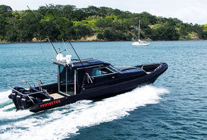 twin-engine inflatable boat / with enclosed cockpit / semi-rigid / with cabin