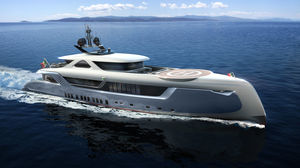 cruising mega-yacht / wheelhouse / aluminum / semi-displacement hull
