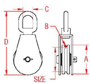 plain bearing block / single / with swivel / for sailboats