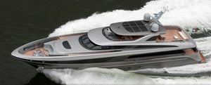 cruising super-yacht / flybridge / aluminum / planing hull