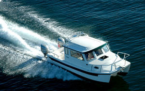 catamaran cruising fishing boat / outboard