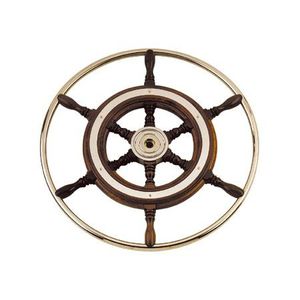 stainless steel power boat steering wheel / mahogany / classic