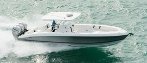 center console monohull boat / outboard / sport-fishing / with T-top