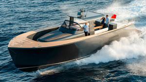 center console monohull boat / yacht tender / sundeck / with T-top