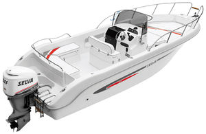 outboard center console boat / 8-person max. / with cabin / sundeck