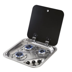 gas stove / for boats / three-burner / with glass lid