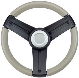 leather-covered power boat steering wheel