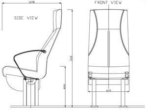 passenger ship seat / with armrests / high-back / 2-person
