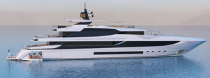 cruising mega-yacht / wheelhouse / steel