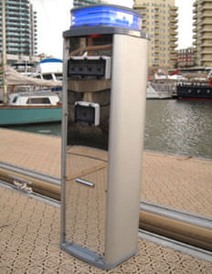 electrical distribution pedestal / water supply / with built-in light / for docks