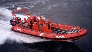 outboard rescue boat / twin-engine / inflatable boat / semi-rigid