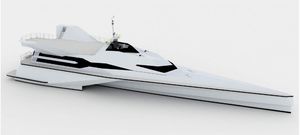 power trimaran luxury super-yacht / cruising / wheelhouse / composite