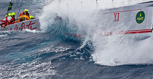 racing sailing yacht / open transom / carbon / twin steering wheels