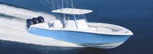 center console monohull boat / outboard / sport-fishing / with T-top