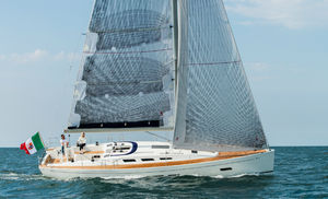 cruising-racing sailboat / open transom / twin steering wheels