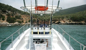 outboard inflatable boat / twin-engine / rigid / center console