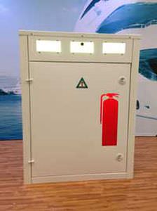 fire pedestal / with built-in light / for docks / stainless steel