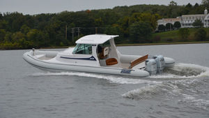 twin-engine inflatable boat / with enclosed cockpit / recreational / semi-rigid