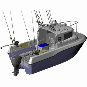 work boat / catamaran / outboard