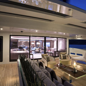 yacht door / sliding / with glass panel
