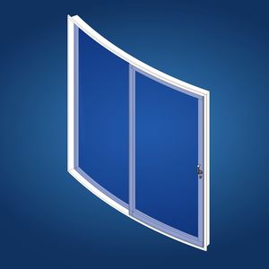 yacht door / sliding / with glass panel / curved