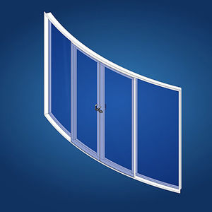 yacht door / sliding / with glass panel / curved