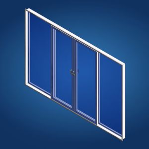 yacht door / sliding / with glass panel