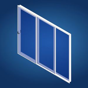 yacht door / sliding / with glass panel