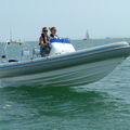 outboard inflatable boat / inflatable tenders with jockey console / semi-rigid - RIB 585