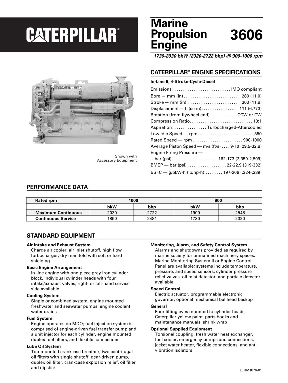 Cat 3606 Propulsion Spec Sheets - 1 / 2 Pages
