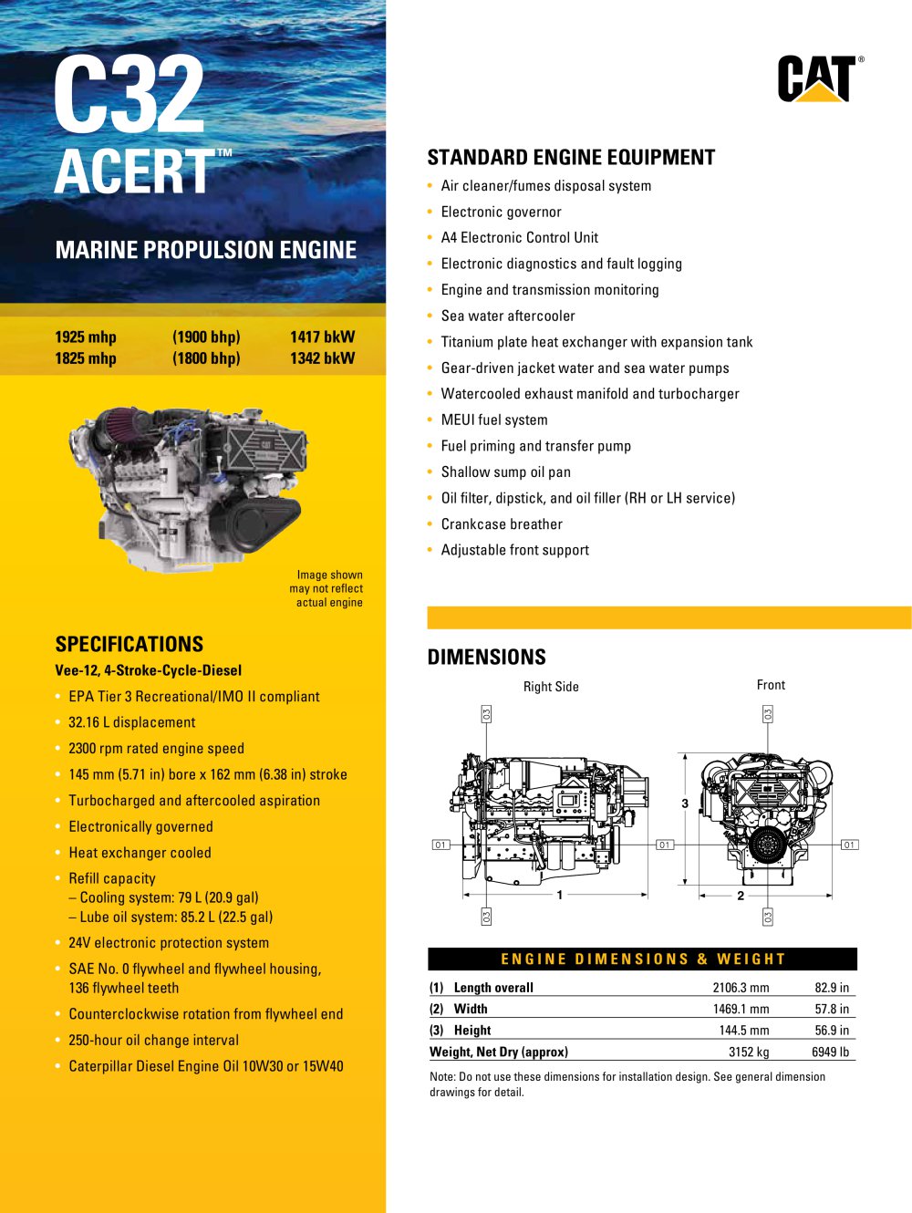 cat c32 acert marine propulsion engine 1800 1900 bhp rh pdf nauticexpo com  caterpillar c32 engine