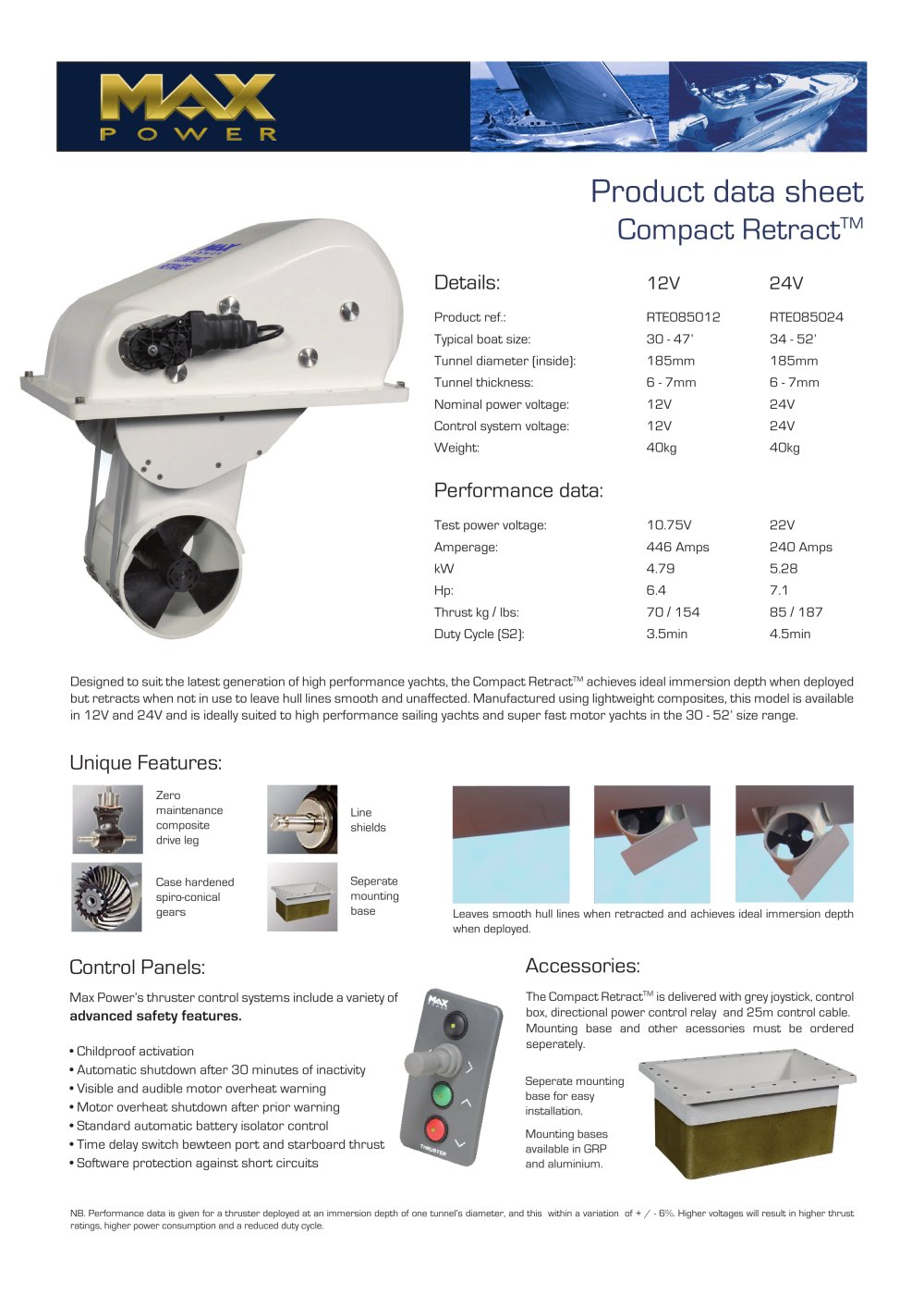 compact retract product data sheet max power pdf catalogues product data sheet