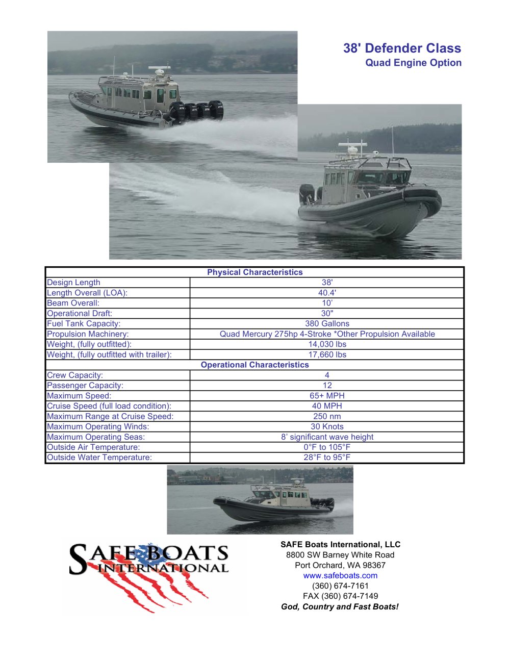 Full cabin Defender class - Safe Boats