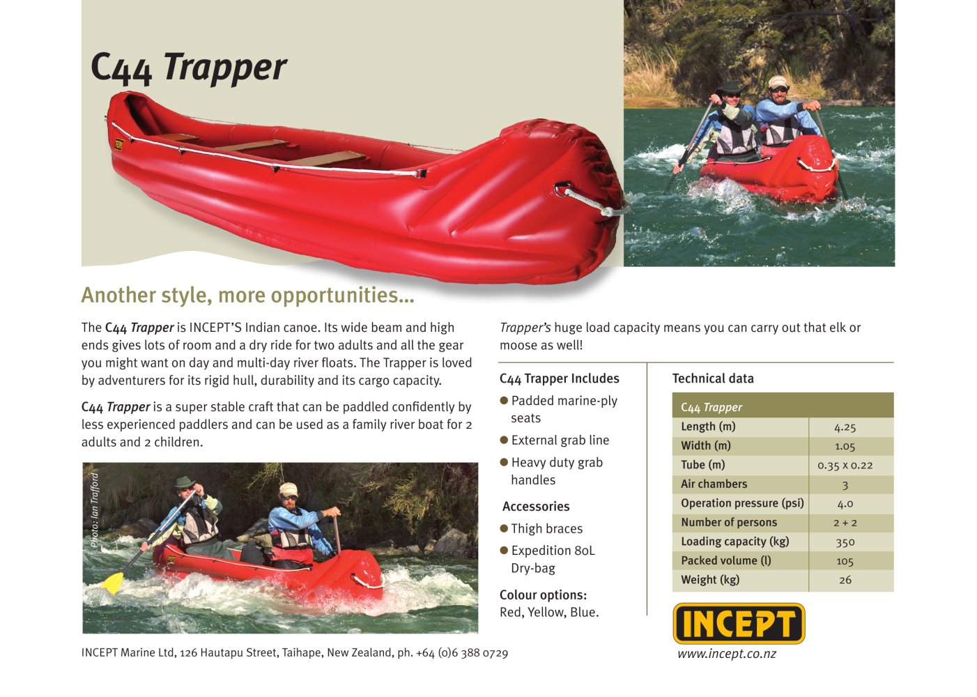 INCEPT C44 Trapper Inflatable Canoe 2+2pers. - Incept