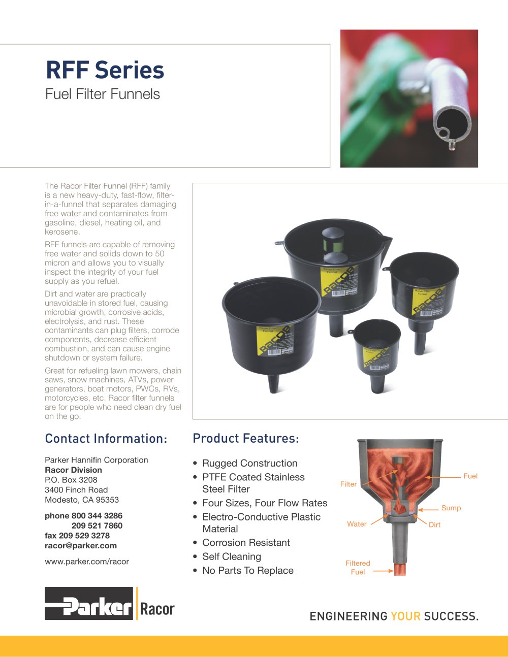 Racor Filter Funnels Bulletin - 1 / 2 Pages