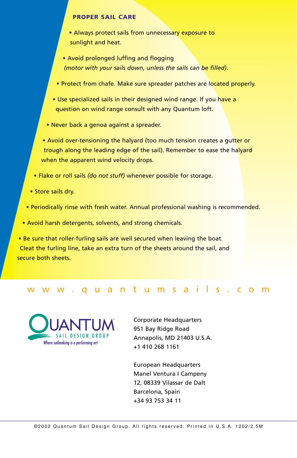 PROPER SAIL CARE - Quantum Sails
