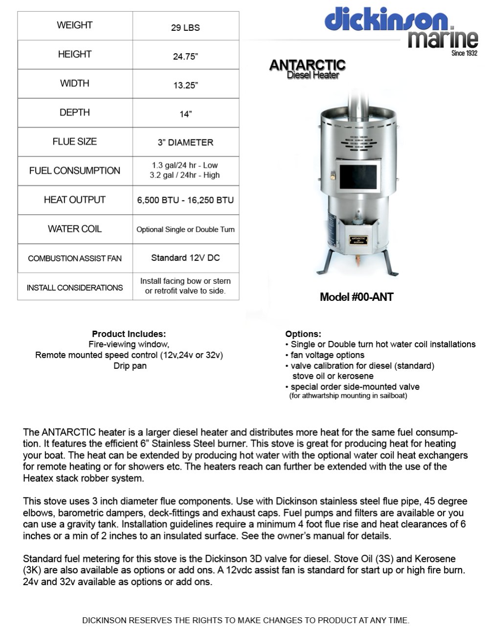 ANTARCTIC DIESEL HEATER - Dickinson