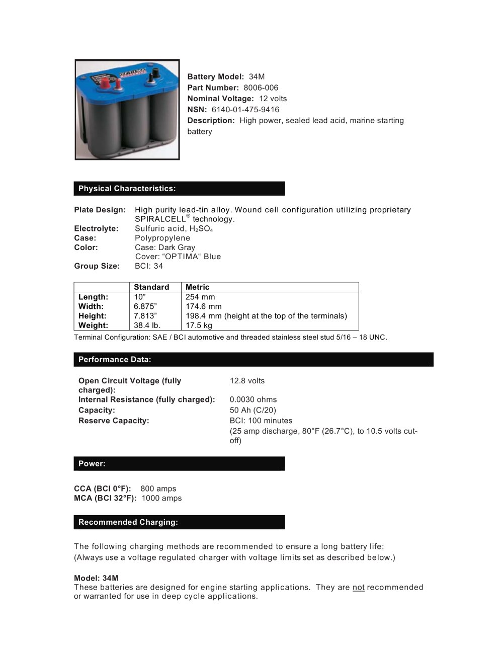 Optima Batteries - 59727, 17492, 57840