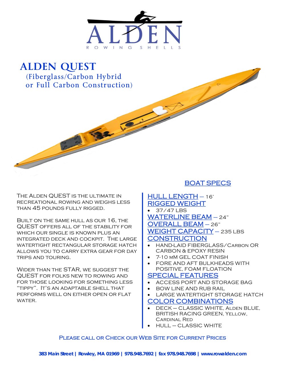 Quest - Alden Rowing Shells